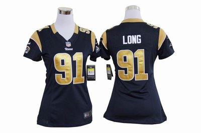 Women Nike Los Angeles Rams 91 Chris Long Blue Jerseys