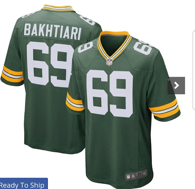 Custom Packers big size Jersey #69 Bakhtiari Green Vapor Limited Stitched Jersey