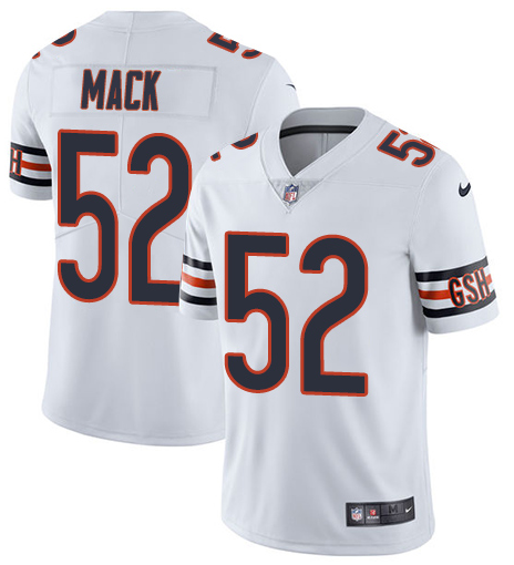 White Elite Bears Khalil Mack #52 , 4”x5” inch Bear face logo on sleeves