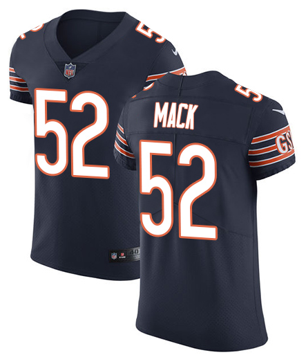 Navy Blue Team Chicago Bears Khalil Mack #52 , 4”x5” inch Bear face logo on sleeves