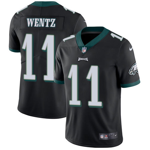 Nike Eagles #11 Carson Wentz Black Alternate Men's CustomizedStitched NFL Vapor Untouchable Limited Jersey