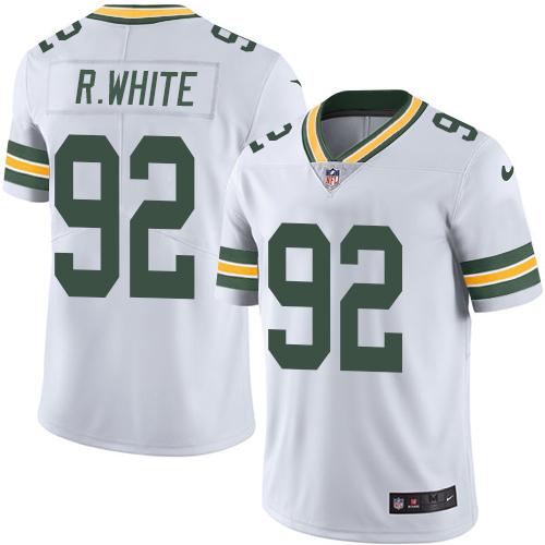nike packers #92 reggie white white men's customized stitched nfl limited rush jersey