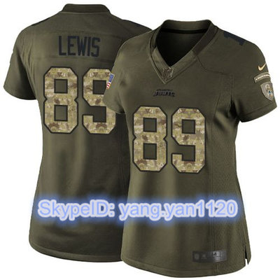 Nike Jaguars #89 Marcedes Lewis Green Women's Stitched NFL Limited Salute to Service Jersey