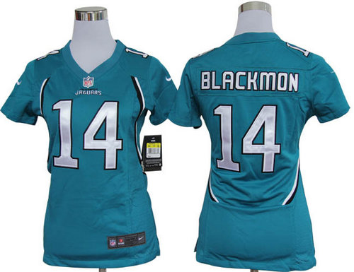 Women Nike Jacksonville Jaguars 14 Justin Blackmon Green Jerseys