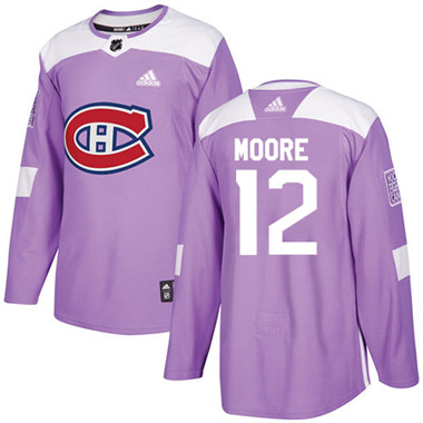 Adidas Canadiens #12 Dickie Moore Purple Authentic Fights Cancer Stitched NHL Jersey