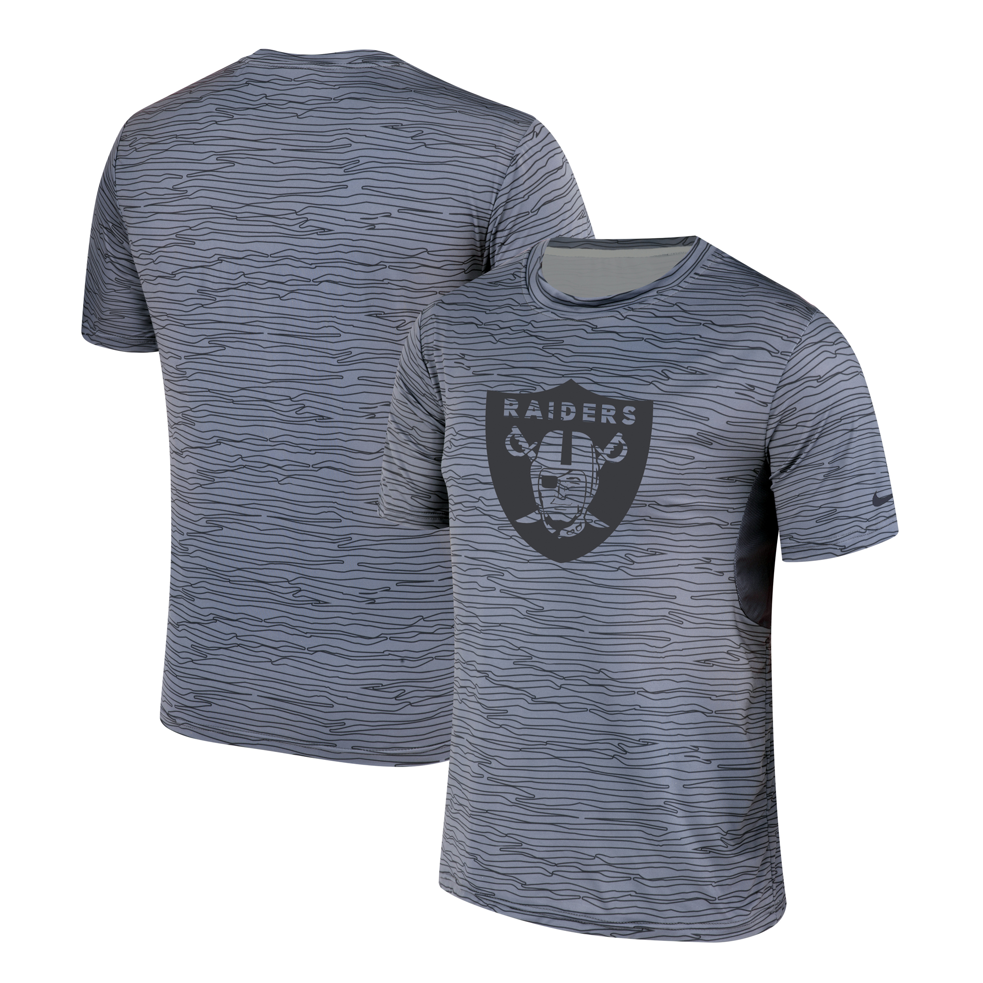 Oakland Raiders Nike Gray Black Striped Logo Performance T-Shirt