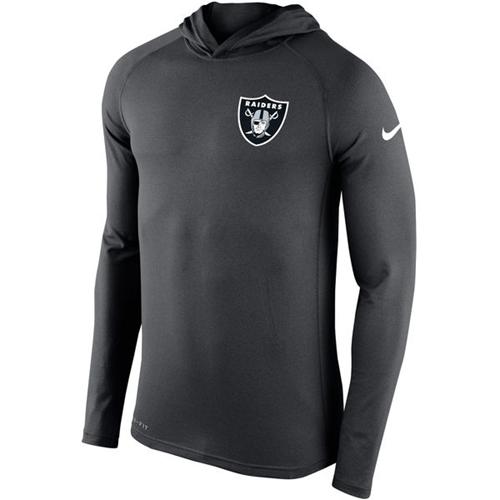 Men's Oakland Raiders Nike Charcoal Stadium Touch Hooded Performance Lon