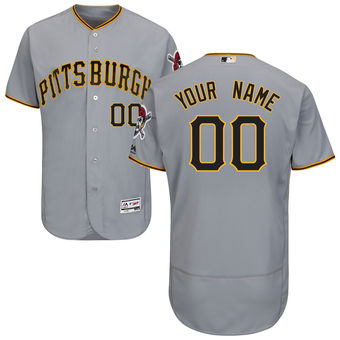 Men's Pittsburgh Pirates Majestic Road Gray Flex Base Authentic Collection Custom Jersey