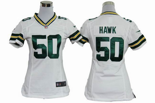 Women Nike Green Bay Packers 50 A.J.Hawk White Jerseys