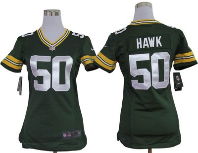 Women Nike Green Bay Packers 50 A.J.Hawk Green Jerseys