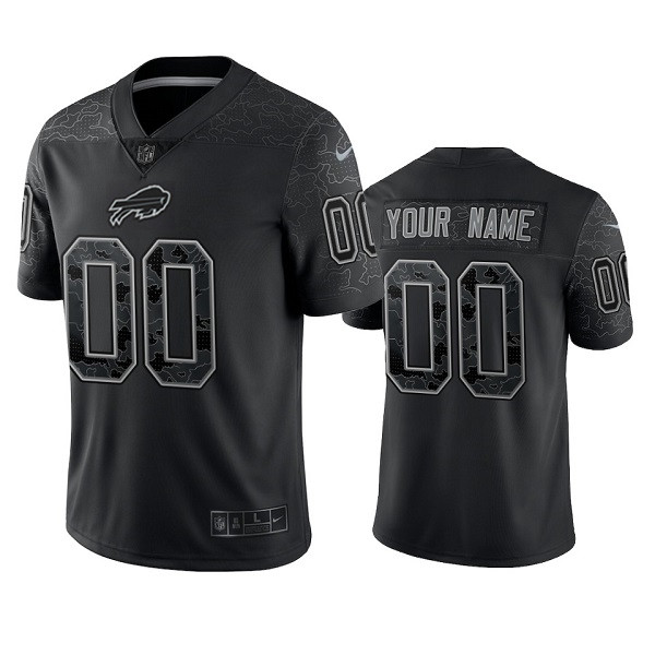 Men's Custom Buffalo Bills Black Reflective Limited Stitched Football Jersey