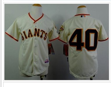 Youth Giants #40 Madison Bumgarner Cream MLB Jersey
