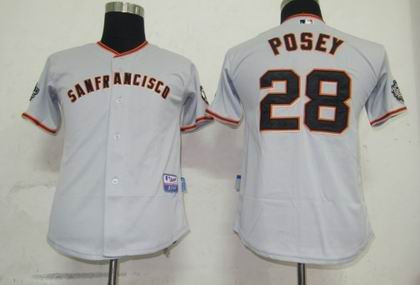 kids MLB San Francisco Giants 28 Posey Grey