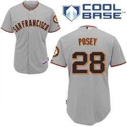 MLB giants 28# Posey grey kid cool base jerseys