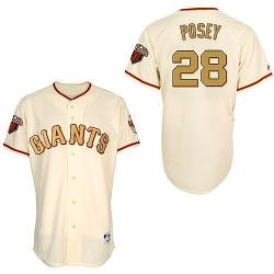 San Francisco Giants 28# Buster Posey cream gold name kid jerseys