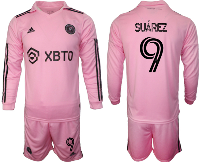 Men's Inter Miami CF #9 Luis Suárez 2023 24 Pink Home Soccer Jersey Suit