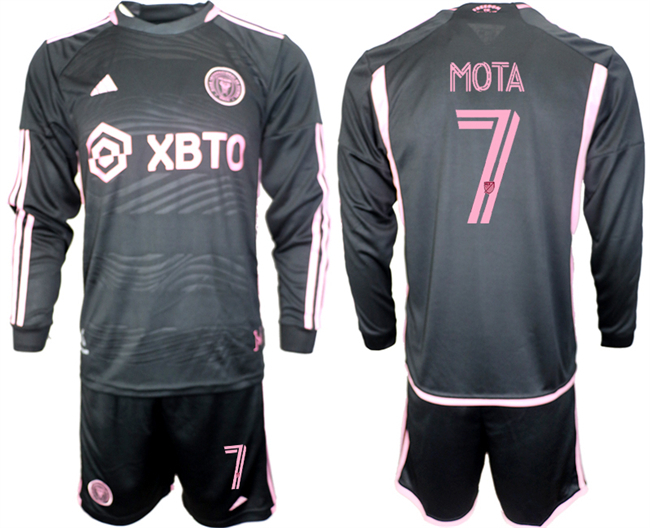 Men's Inter Miami CF #7 Mota 2023 24 Black Away Soccer Jersey Suit