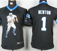 Nike Youth Carolina Panthers 1 Newton Black Portrait Fashion Game Jerseys