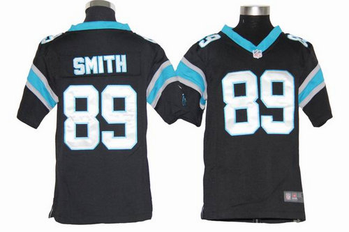 Youth Nike NFL Carolina Panthers 89 Steve Smith Black Jerseys