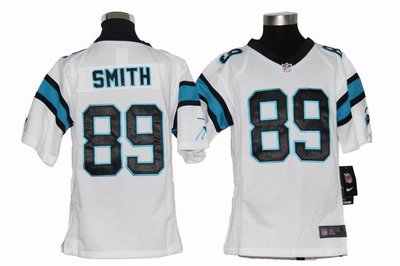 Youth Nike NFL Carolina Panthers 89 Steve Smith White Jerseys
