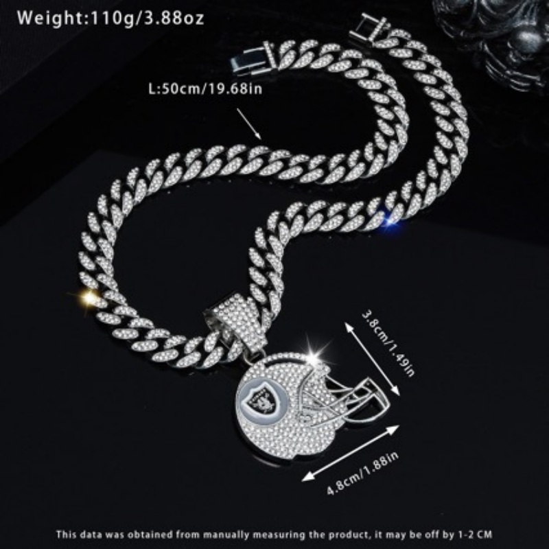 Raiders Pendant and Necklace helmet Silver