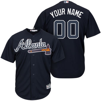 Men's Atlanta Braves Majestic Navy Alternate Cool Base Custom Jersey
