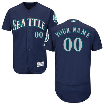 Men's Seattle Mariners Majestic Alternate Navy Flex Base Authentic Collection Custom Jersey