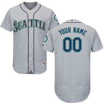 Men's Seattle Mariners Majestic Road Gray Flex Base Authentic Collection Custom Jersey