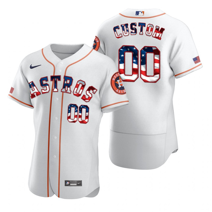 Houston Astros Custom Men's Nike White Fluttering USA Flag Limited Edition Authentic MLB Jersey