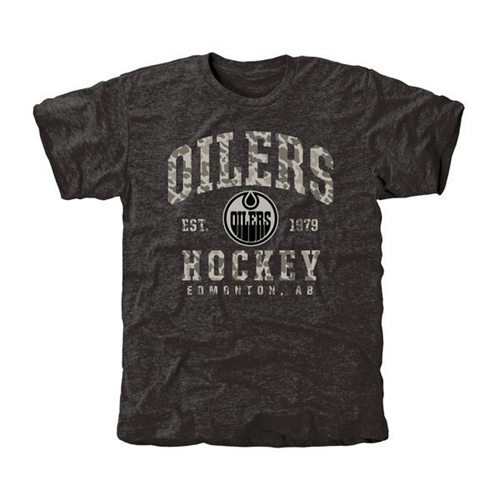 youht Edmonton Oilers Black Camo Stack T-Shirt