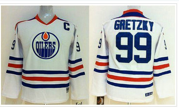 Youth NHL Edmonton Oilers #99 Wayne Gretzky White Stitched NHL Jersey