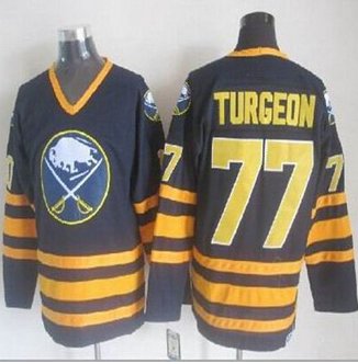 Buffalo Sabres #77 Pierre Turgeon Navy Blue CCM Throwback Stitched NHL Jersey