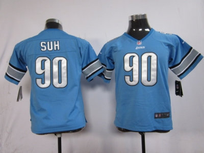 Nike NFL Youth Detroit Lions #90 Ndamukong Suh Blue Jerseys