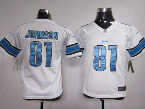 Nike NFL Youth Detroit Lions 81# Calvin Johnson White jerseys