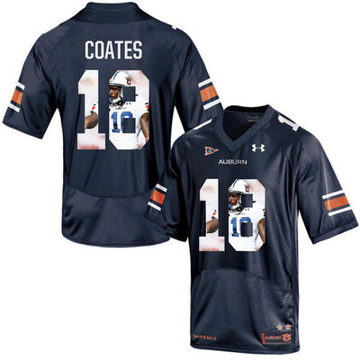 Auburn Tigers 18 Sammie Coates Navy With Portrait Print College Football Jersey2