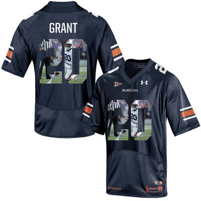 Auburn Tigers 20 Corey Grant Navy With Portrait Print College Football Jersey2