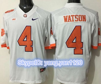 Tigers #4 Deshaun Watson White Limited Stitched NCAA Jersey