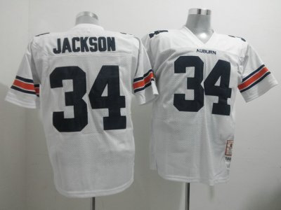 Tigers #34 Bo Jackson White Throwback Embroidered NCAA Jersey