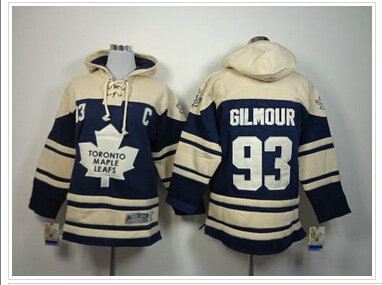 NHL Maple Leafs #93 Doug Gilmour Blue Sawyer Hooded Sweatshirt Jersey