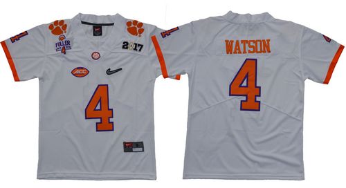 Tigers #4 Deshaun Watson White Diamond Quest Limited Stitched Youth NCAA JerseyTigers
