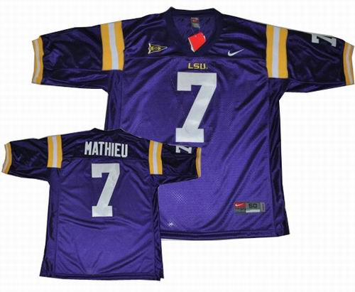 YOUTH NCAA LSU Tigers 7 Tyrann Mathieu Jersey purple