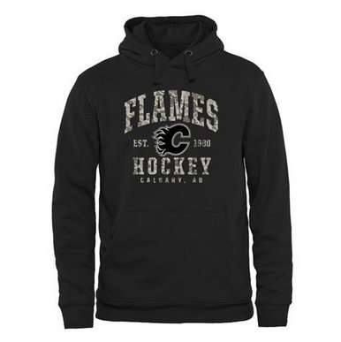 Men's Calgary Flames Black Camo Stack Pullover Hoodie