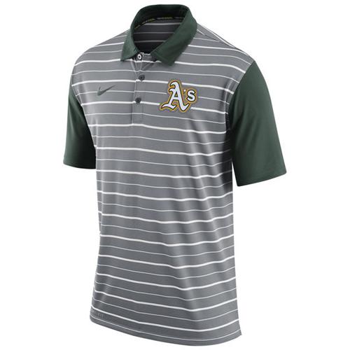 Men's Oakland Athletics Nike Gray Dri-FIT Stripe Polo