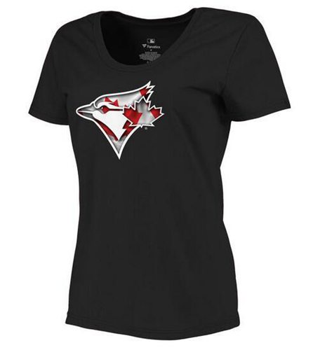 Women's Toronto Blue Jays USA Flag Fashion T-Shirt Navy Blue
