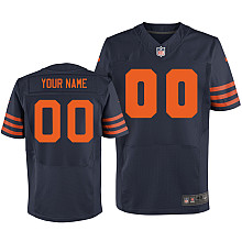 Nike Chicago Bears Blue Orange Number Customized Elite Jerseys