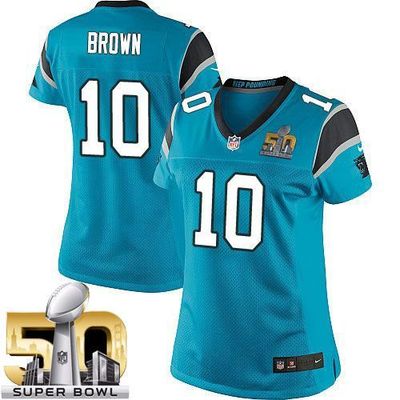 Nike Panthers #10 Corey Brown Blue Alternate Super Bowl 50 Women's Stitched NFL Elite Jersey