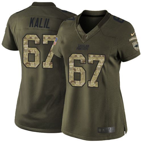 Nike Panthers #67 Ryan Kalil Green Women's Stitched NFL Limited Salute to Service Jersey