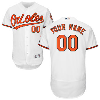 Men's Baltimore Orioles Majestic Home White Flex Base Authentic Collection Custom Jersey