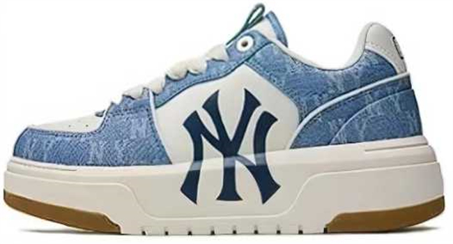 Women New York Yankees Chunky Liner Baseball Shoes Sneakers White Blue 010