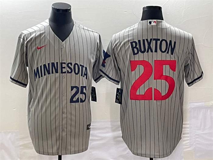 Big size Men's Minnesota Twins #25 Byron Buxton Grey Cool Base Stitched Jersey